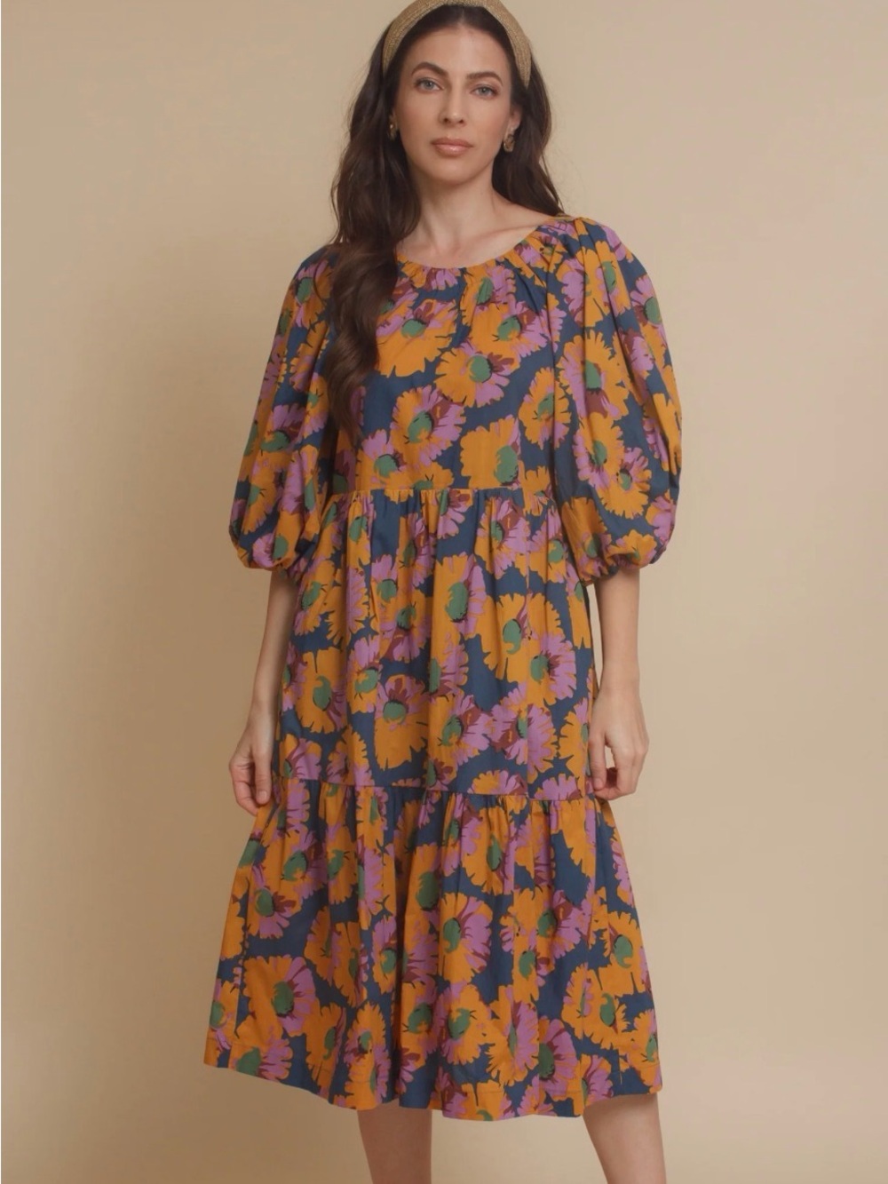Moodie bubble sleeve floral dress